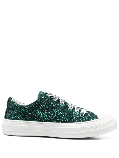 Love Moschino Glitter Low-top Trainers In Green