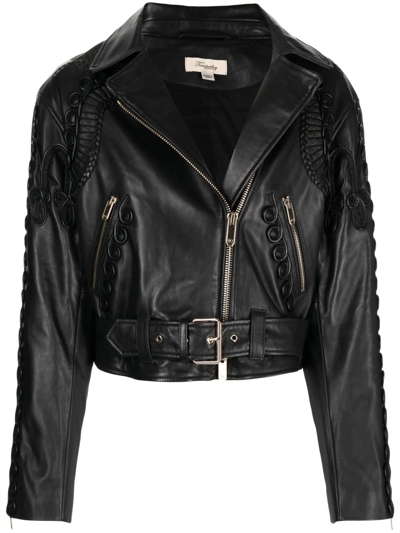 Temperley London Texas Leather Braided Jacket In Schwarz