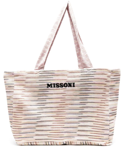 Missoni Embroidered-logo Cotton Tote-bag In Rosa