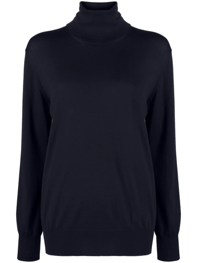 Jil Sander Roll-neck Wool Jumper In Blue