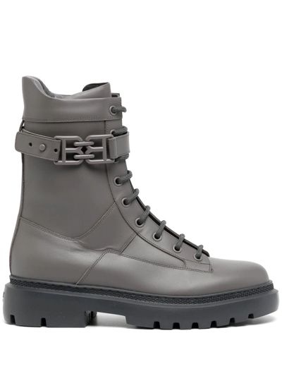 Bally Gioele Leather Boots In Grau