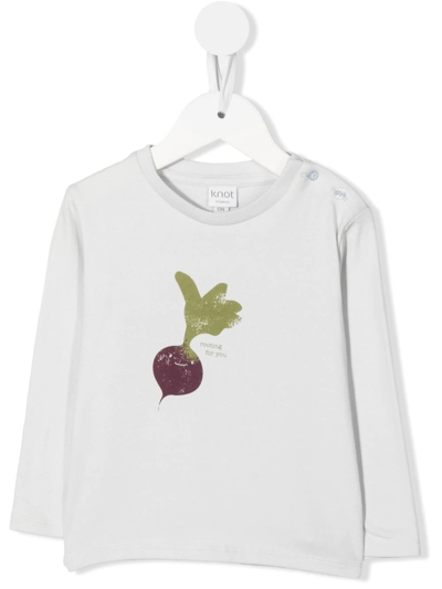 Knot Babies' Radish Print T-shirt In Grey