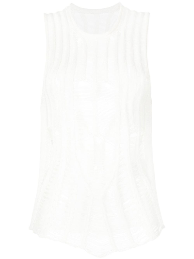 Dion Lee Distressed Floats Tank Top In Weiss