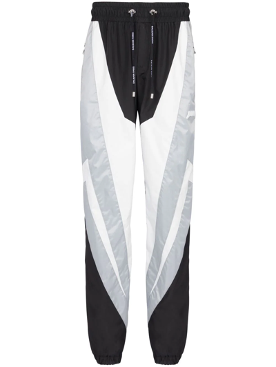 Balmain Colour-blocked Track Pants In Black White