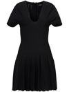Balmain Short Sleeves Pleated Knit Dress In Black
