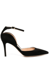 Gianvito Rossi Curve Ankle Strap Pointed Toe Pump In Black