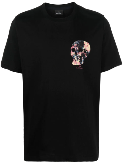 Ps By Paul Smith Skull-print Organic-cotton Jersey T-shirt In Black