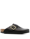Birkenstock Boston Bold Leather Clog With Sab In Schwarz