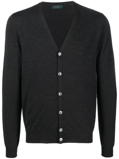 Zanone Button-up Knitted Cardigan In Black