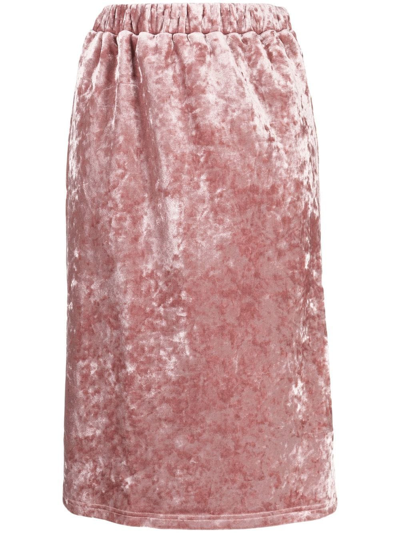 Tout A Coup Velvet-effect Midi-skirt In Rosa