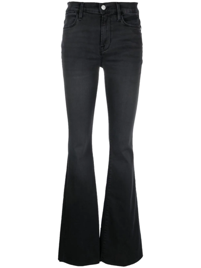 Frame Le High Mid-rise Flared Jeans In Black