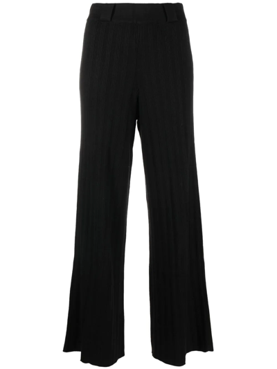 Ba&sh Erwan Ribbed-knit Flared Pants In Black