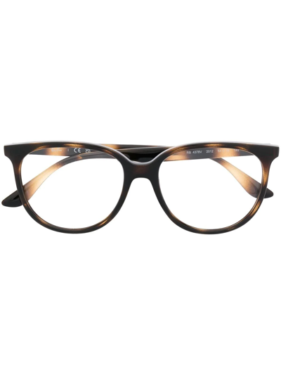 Ray Ban Logo-plaque Round Glasses In Braun