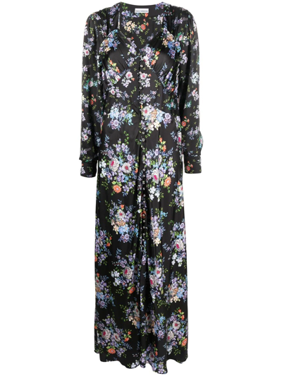Rabanne Floral Print Long-sleeve Maxi Dress In Multicolore