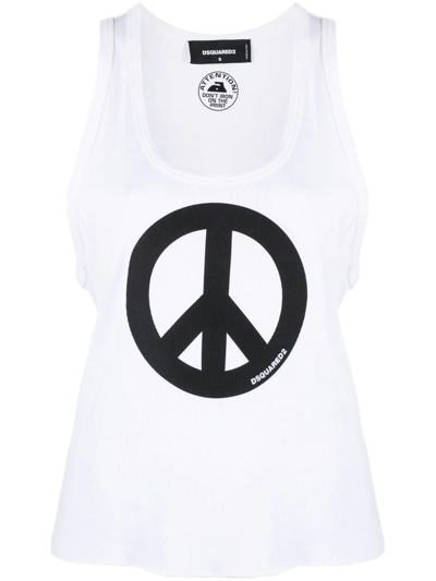 DSQUARED2 PEACE-PRINT COTTON TANK TOP