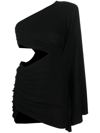 Alexandre Vauthier One-shoulder Flared-sleeve Mini Dress In Schwarz