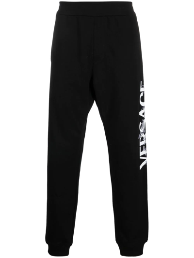 Versace Logo-print Slim-cut Track Pants In Black