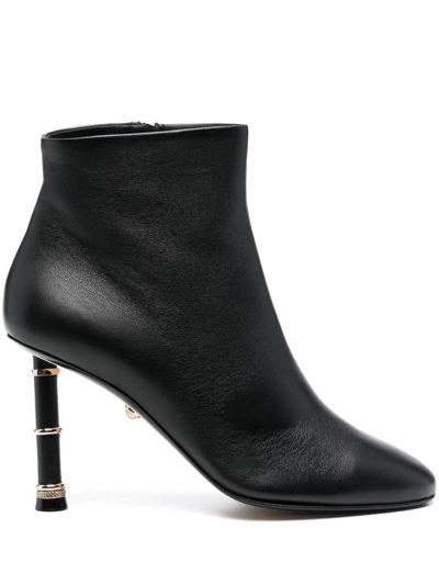 Alevì Nappa Black Leather Diana Boots In Nero