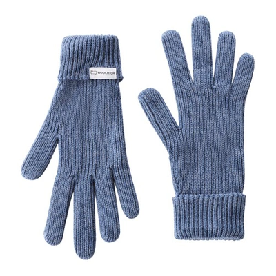 Woolrich Ribbed Gloves In Merino Wool In Grey_blue