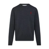 Ami Alexandre Mattiussi Ami De Coeur Extra Fine Merino Wool Sweater In Heather Grey