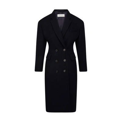 Dries Van Noten Rialto Double-breasted Long Wool Coat In Navy