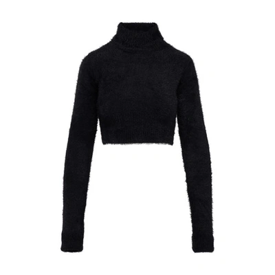 Faith Connexion Cropped Turtleneck Sweater In Black