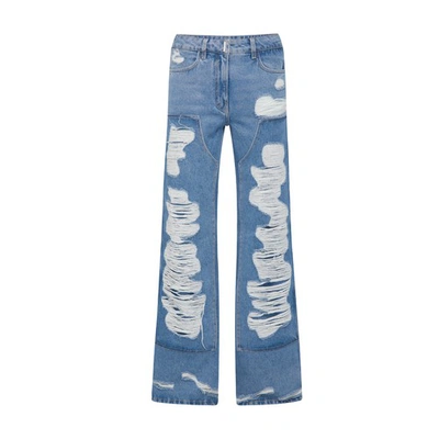 Givenchy Distressed Faded-wash Wide-leg Mid-rise Denim Jeans In Blue