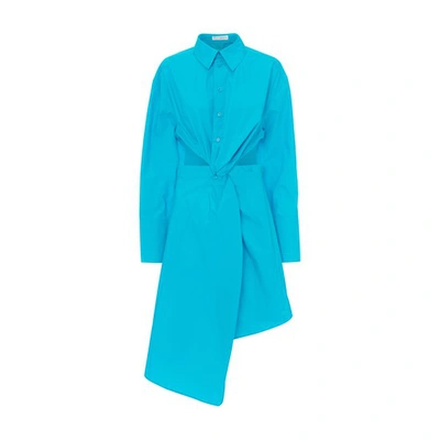 Jw Anderson Twisted Cut Out Shirt Dress In Blue