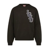 Kenzo Logo Patch Crewneck Knit Jumper In Dark Khaki