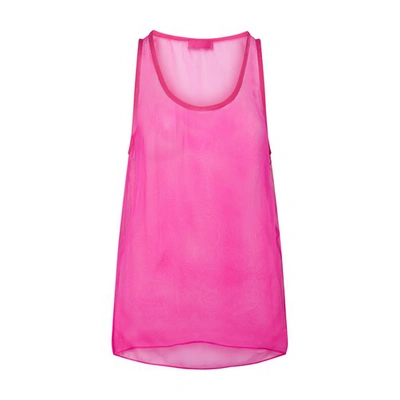 Valentino Semi-sheer Silk Chiffon Tank Top In Pink