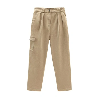 Woolrich Cotton Twill Pant In Gold Khaki