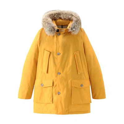 Woolrich Arctic Parka With Detachable Fur In Burnt Yellow