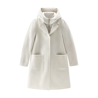 Woolrich Kuna Parka In Wool And Cashmere Blend In Milky Cream