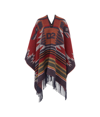 Dsquared2 Fringed Hem V-neck Oversized Cape In Multicolor