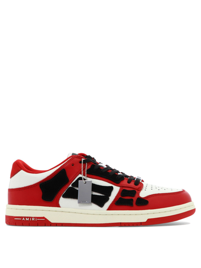 Amiri Skel Bones Low Top Leather Sneakers In Red