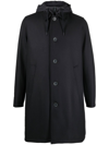 Herno Felted Single-breasted Trench Coat In Blue