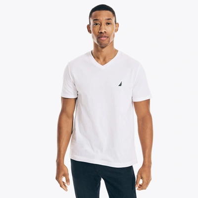Nautica Mens Premium Cotton V-neck T-shirt In Grey