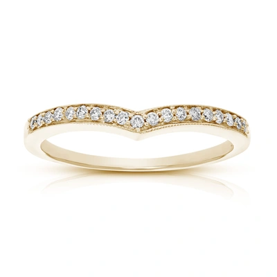Vir Jewels 0.18 Cttw V-shape Milgrain Diamond Wedding Band 14k White Or Yellow Gold Round