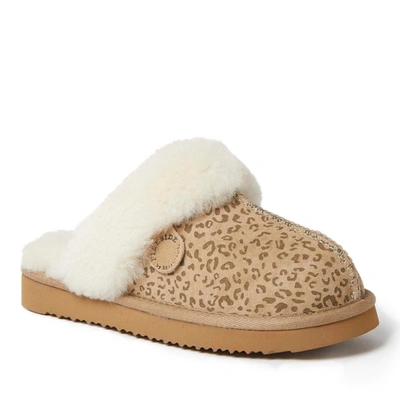 Dearfoams Fireside By  Women's Sydney Genuine Shearling Scuff In Leopard