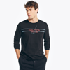 Nautica Mens Graphic Long-sleeve Sleep T-shirt In Black