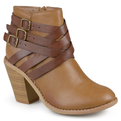 Journee Collection Collection Women's Wide Width Strap Bootie In Brown