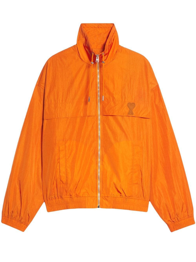 Ami Alexandre Mattiussi Ami De Coeur Lightweight Jacket In Orange