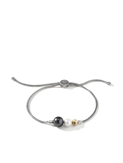 John Hardy Sterling Silver And 18kt Yellow Gold Classic Chain Pull Through Pearl Bracelet In Sterling Silver & Gold