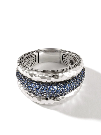 John Hardy Classic Chain Silver Sapphire Ring In Blue Sapphire