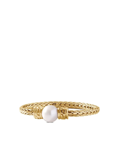 John Hardy 18kt Yellow Gold Classic Chain Freshwater Pearl Ring In Gold/ White