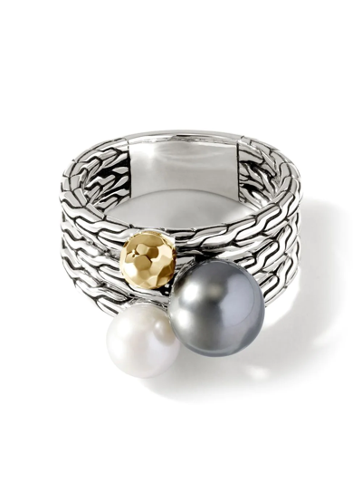 John Hardy Classic Chain Gold-plated Pearl Ring In Silver