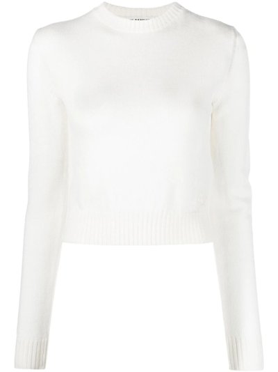 Jil Sander Embroidered Logo Cropped Jumper In White