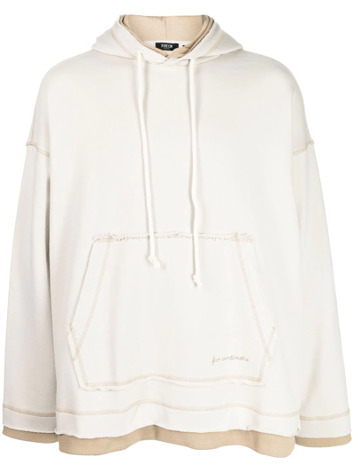 Five Cm Contrast-stitch Drawstring Hoodie In Nude