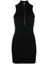 Alyx Black Ribbed Knit Zipper Dress In Schwarz