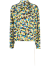 Plan C Floral Print Silk Shirt In Schwarz